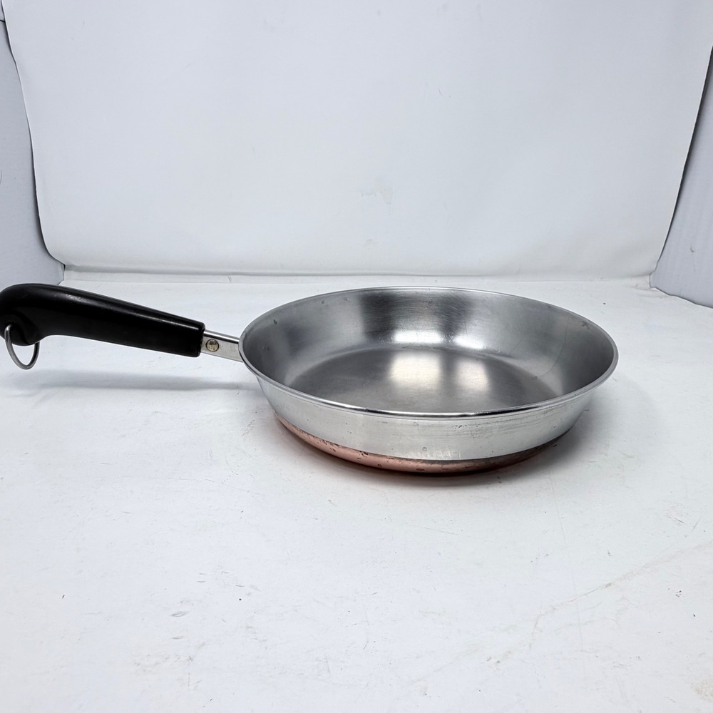 Vintage Revere Ware 1801 9 Inch‎ Skillet Copper Clad Bottom Fry Pan Clinton IL